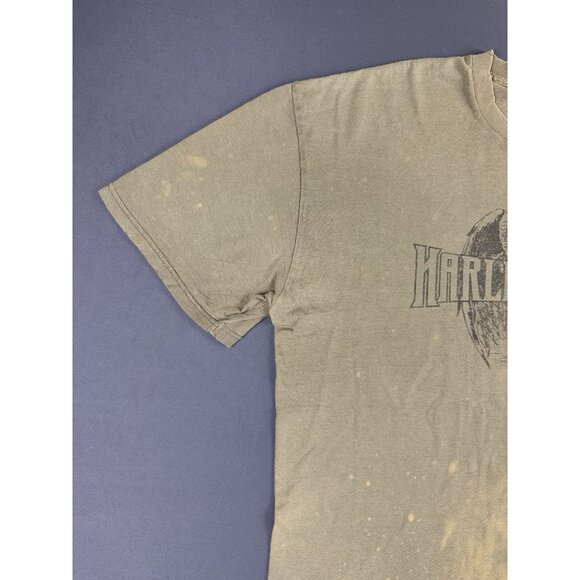 Rare Vintage Y2K Harley Davidson Rochester New York Thrashed Faded Olive Green T - Picture 9 of 13